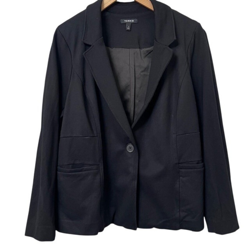 Torrid Womens Tailored Ponte Blazer Size 1X Black Single Breasted Sophisticated